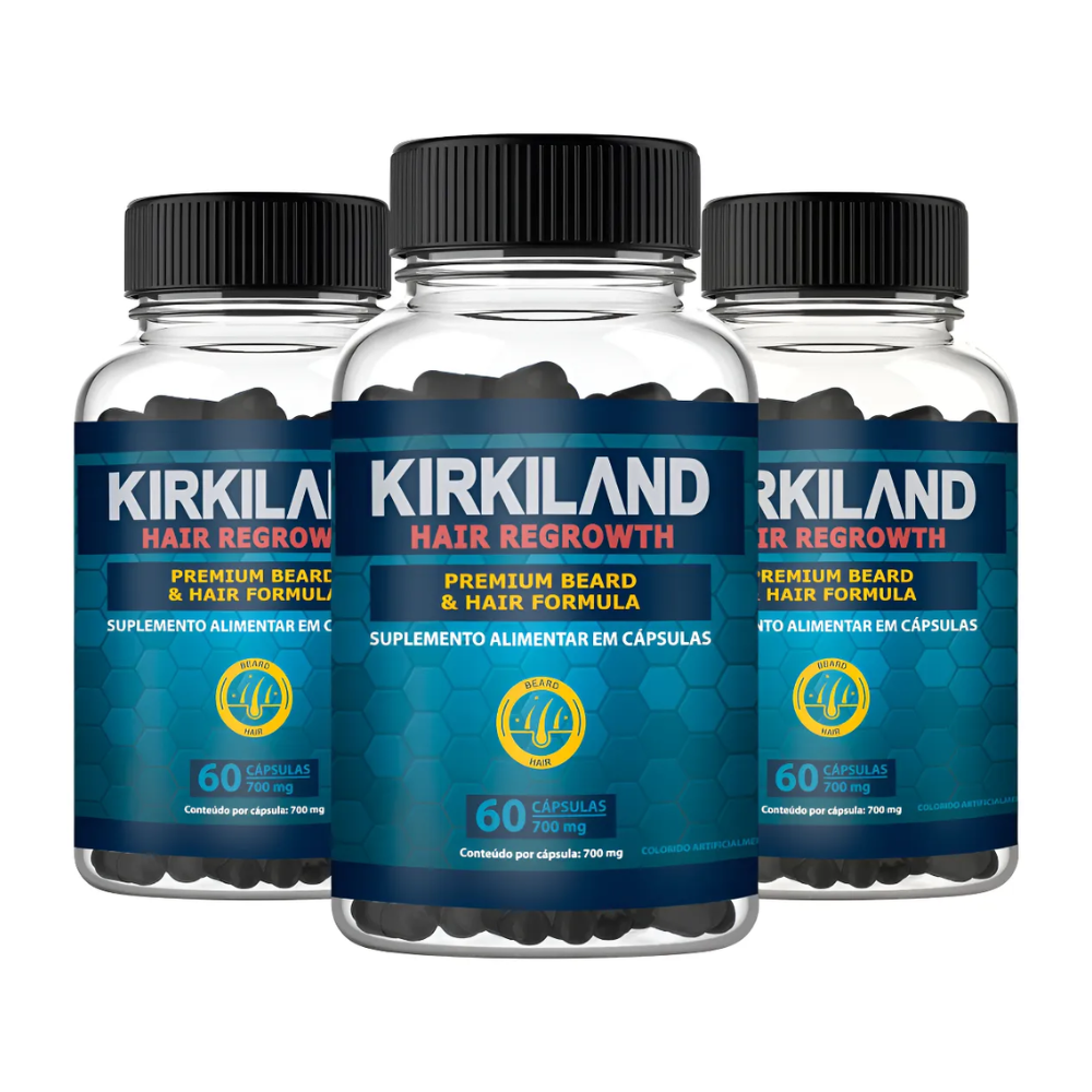 3x Suplementos Capilar Kirkland | 60 Cápsulas (Cabelo & Barba)